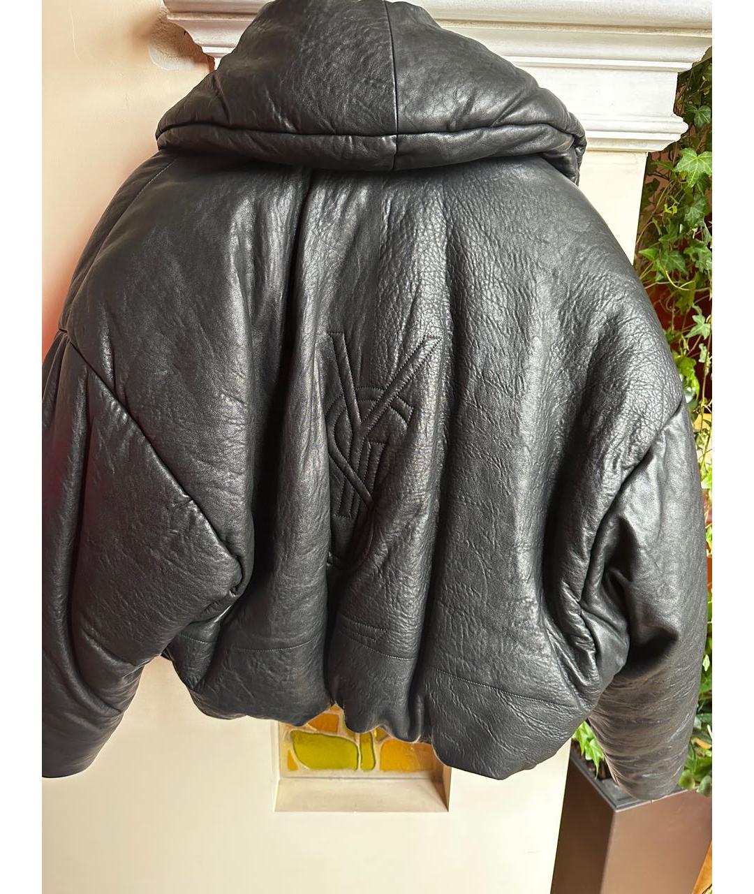 SAINT LAURENT Черный кожаный пуховик, фото 3