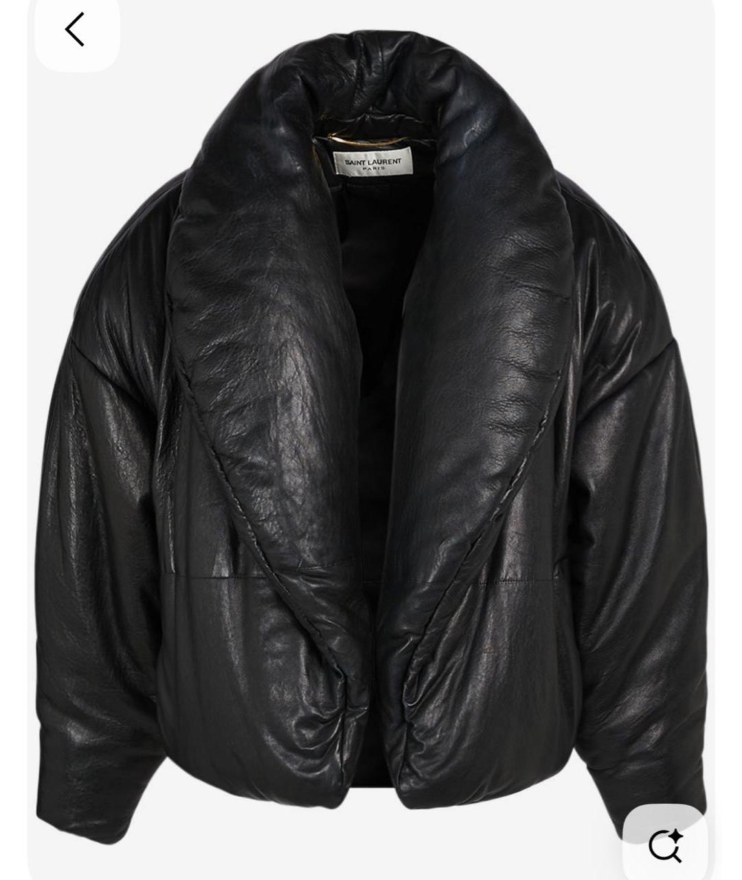 SAINT LAURENT Черный кожаный пуховик, фото 1