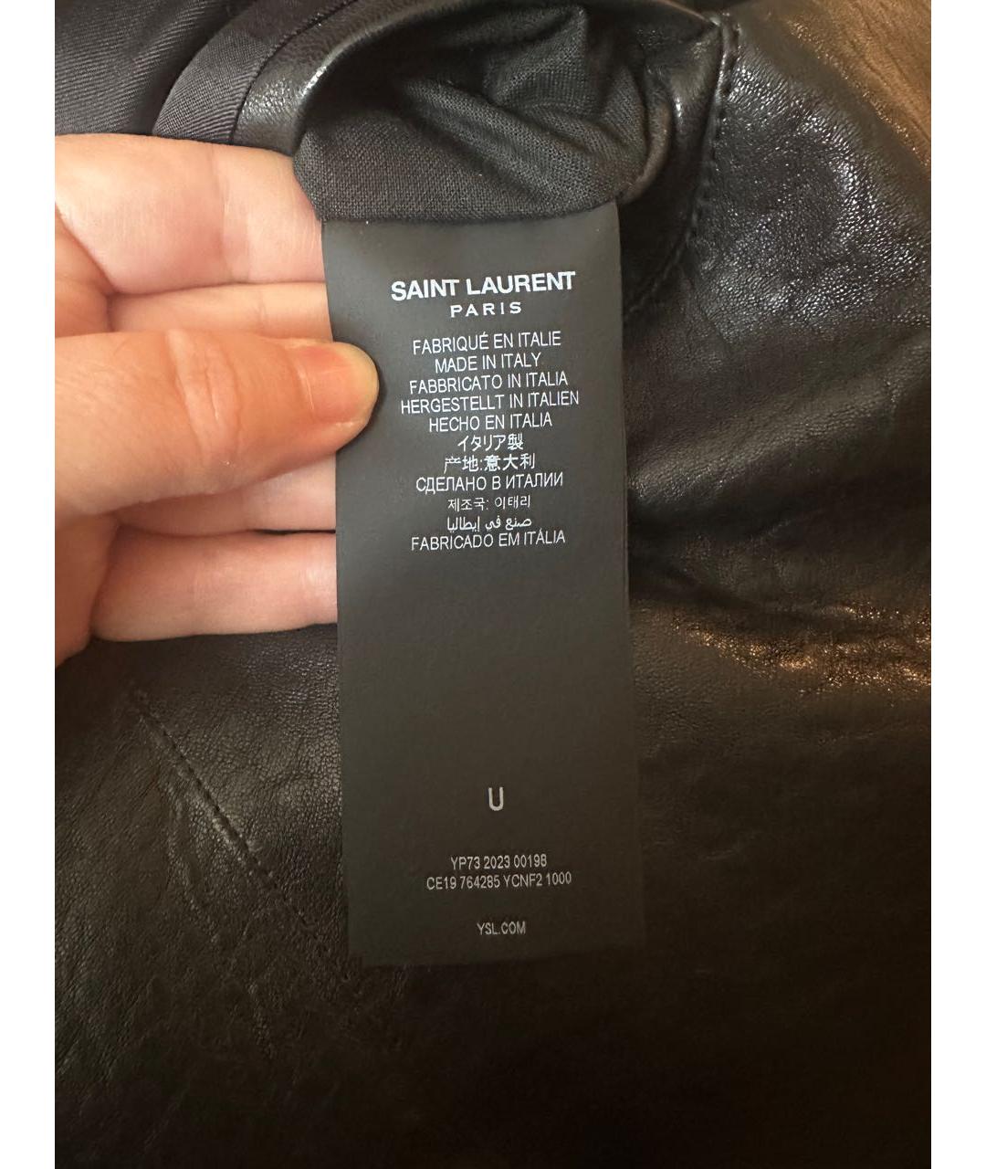 SAINT LAURENT Черный кожаный пуховик, фото 4