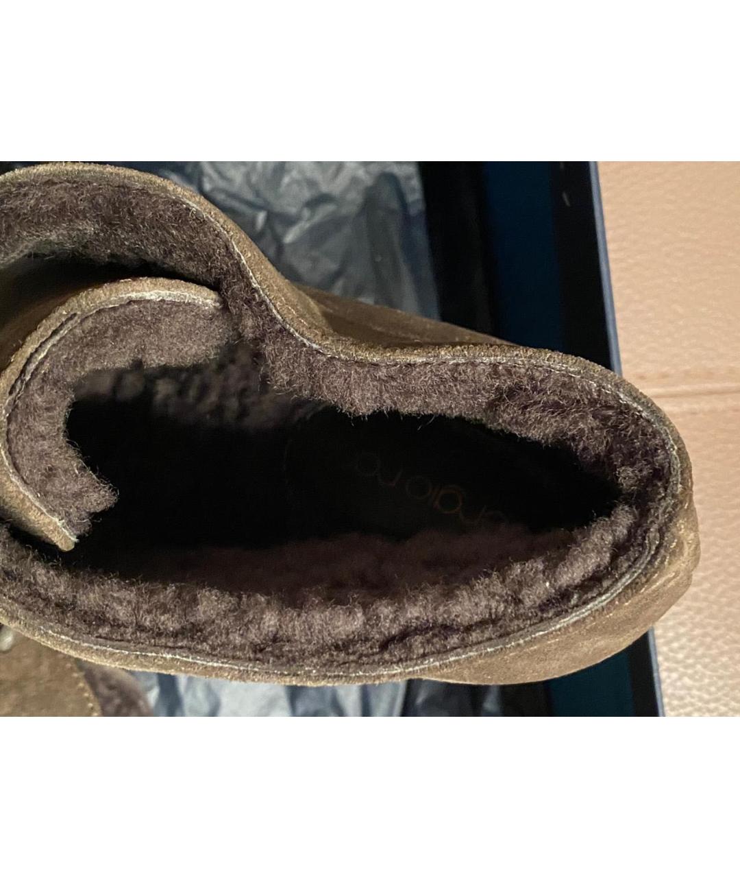 SERGIO ROSSI Коричневые замшевые ботильоны, фото 3