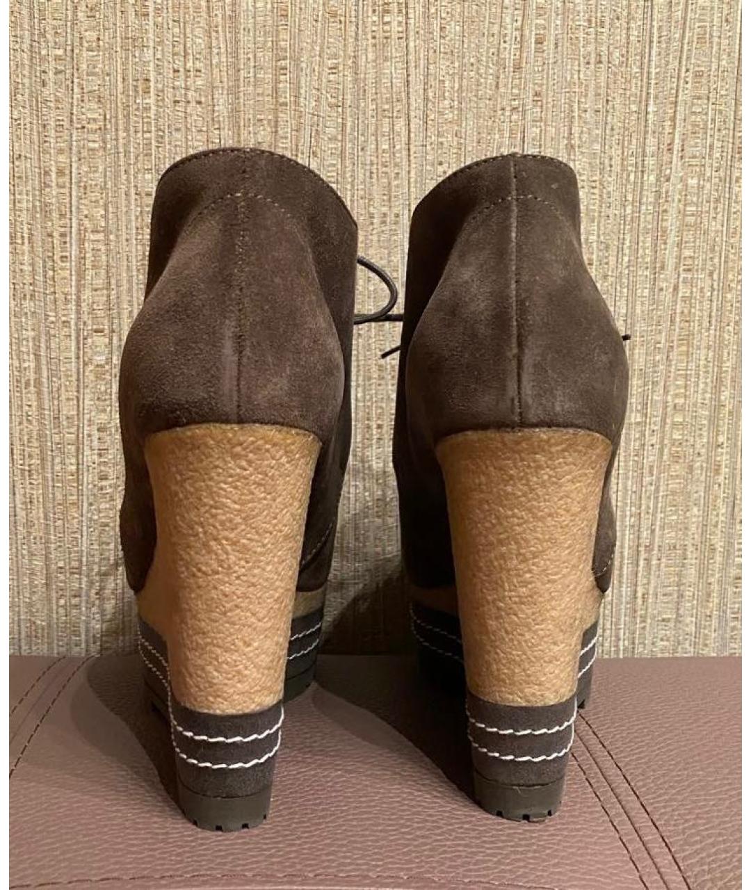 SERGIO ROSSI Коричневые замшевые ботильоны, фото 6