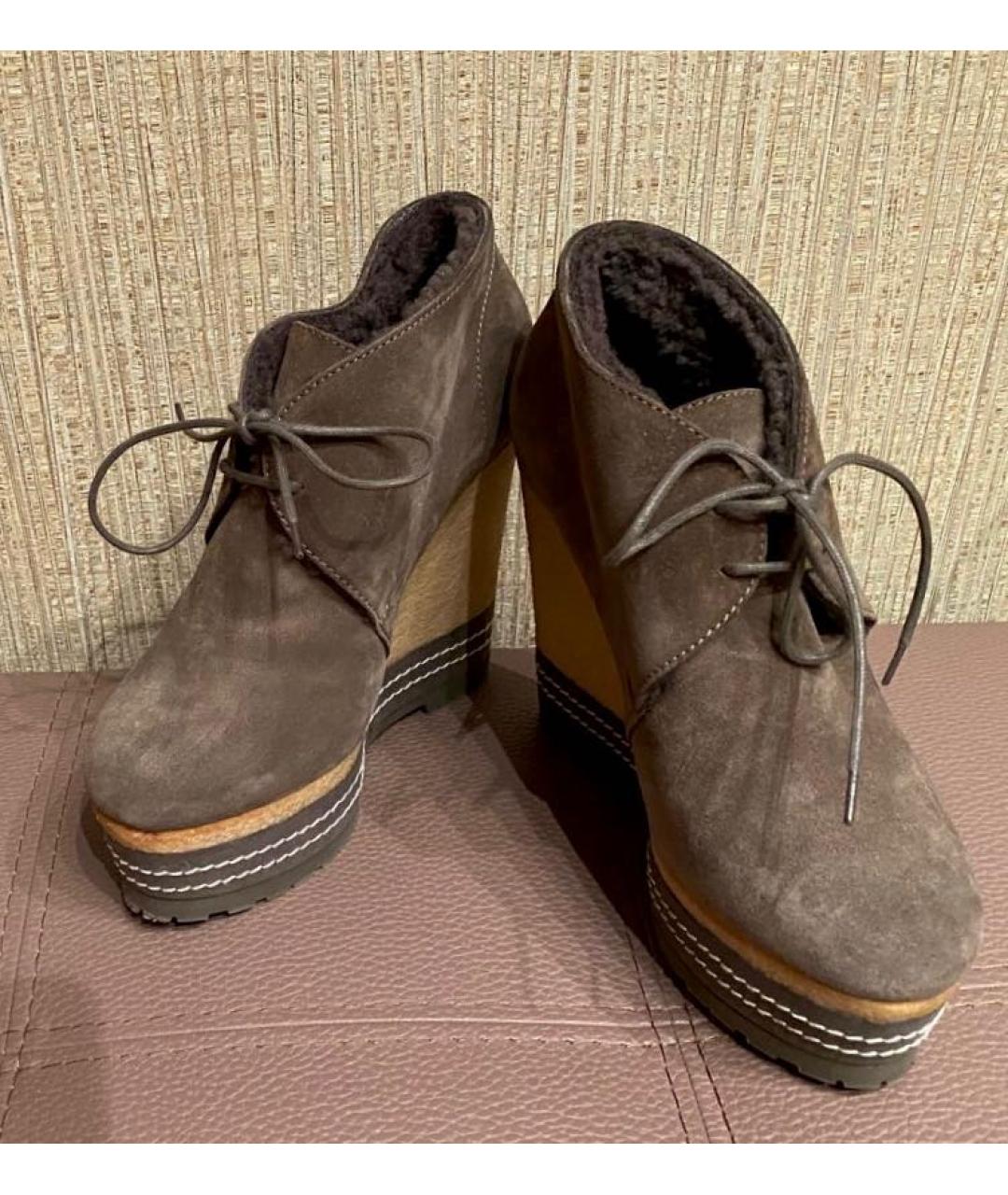 SERGIO ROSSI Коричневые замшевые ботильоны, фото 2