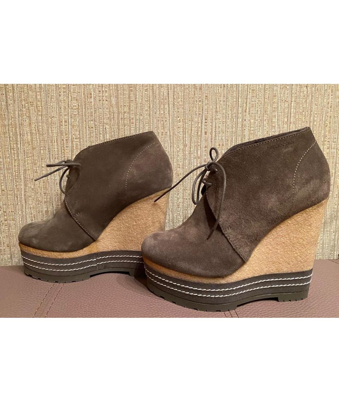 SERGIO ROSSI Коричневые замшевые ботильоны, фото 9