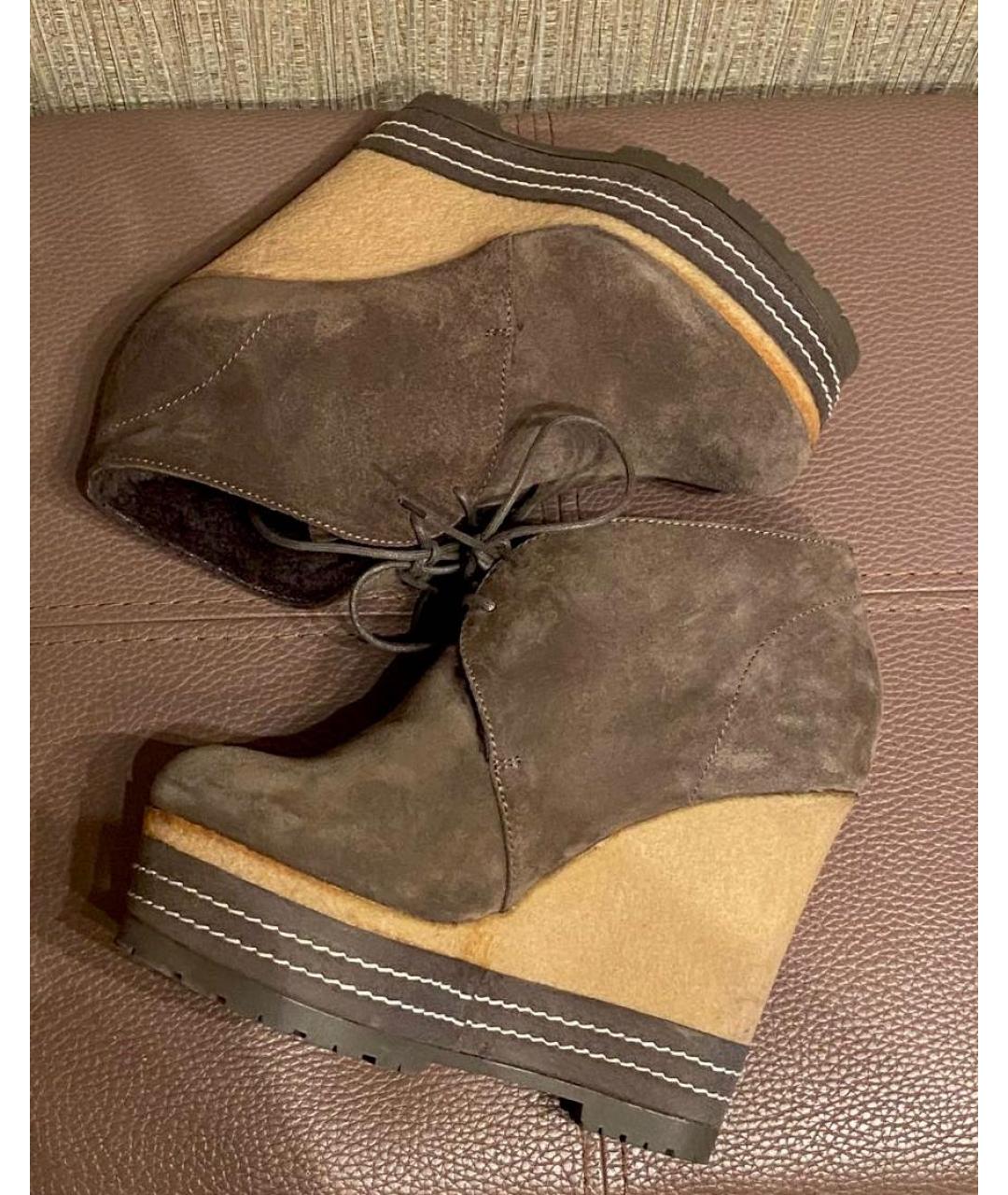 SERGIO ROSSI Коричневые замшевые ботильоны, фото 4