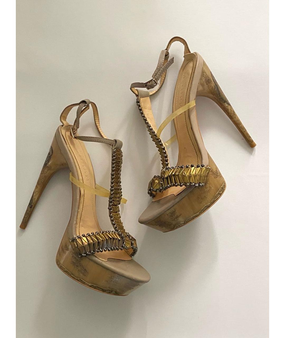 ALEXANDER MCQUEEN Бежевые кожаные босоножки, фото 9