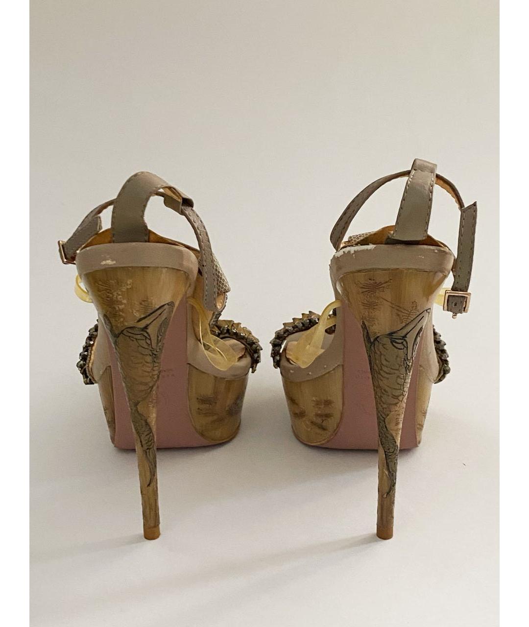 ALEXANDER MCQUEEN Бежевые кожаные босоножки, фото 5