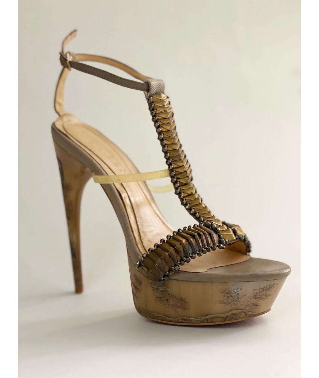 ALEXANDER MCQUEEN Бежевые кожаные босоножки, фото 2