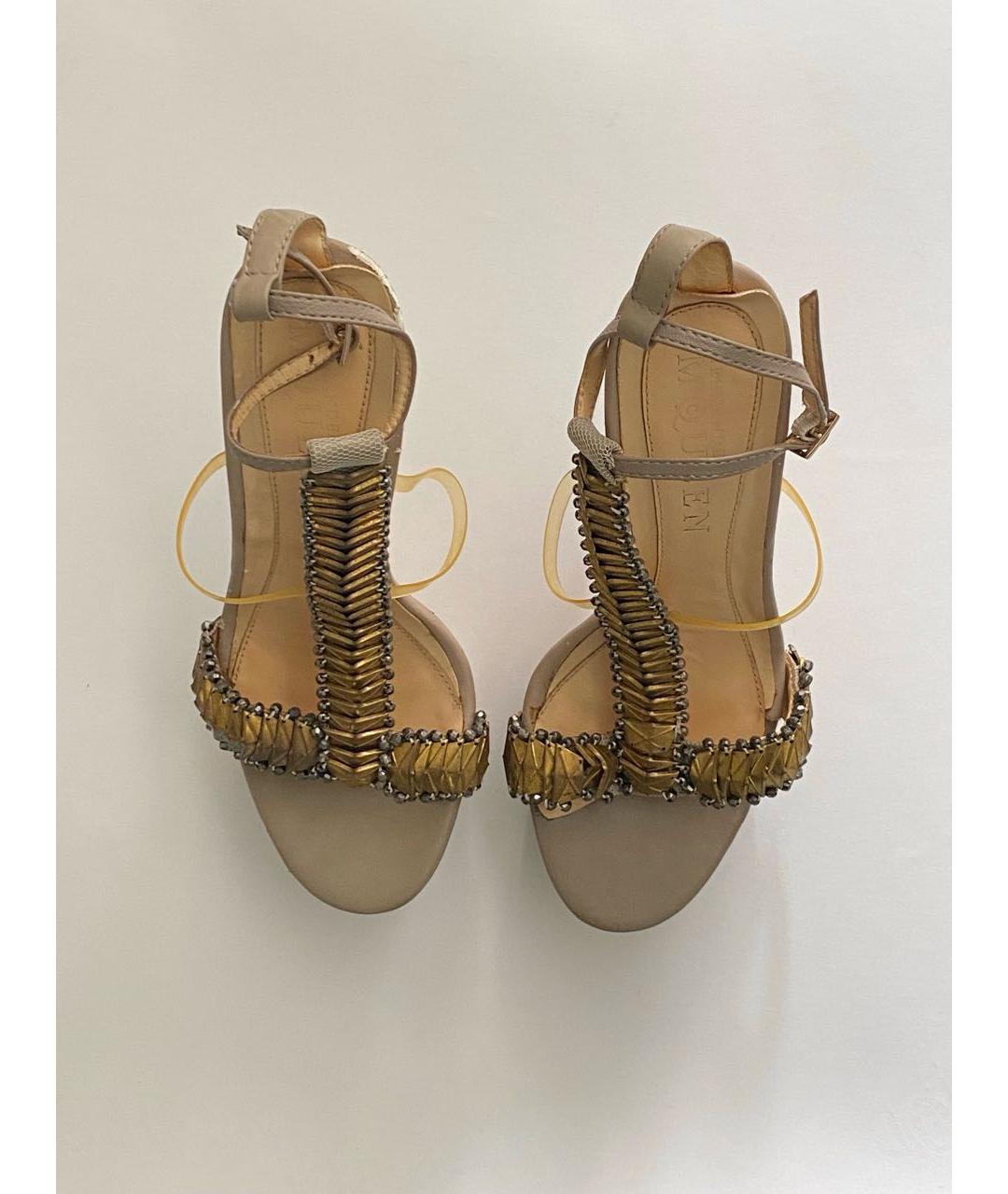 ALEXANDER MCQUEEN Бежевые кожаные босоножки, фото 3