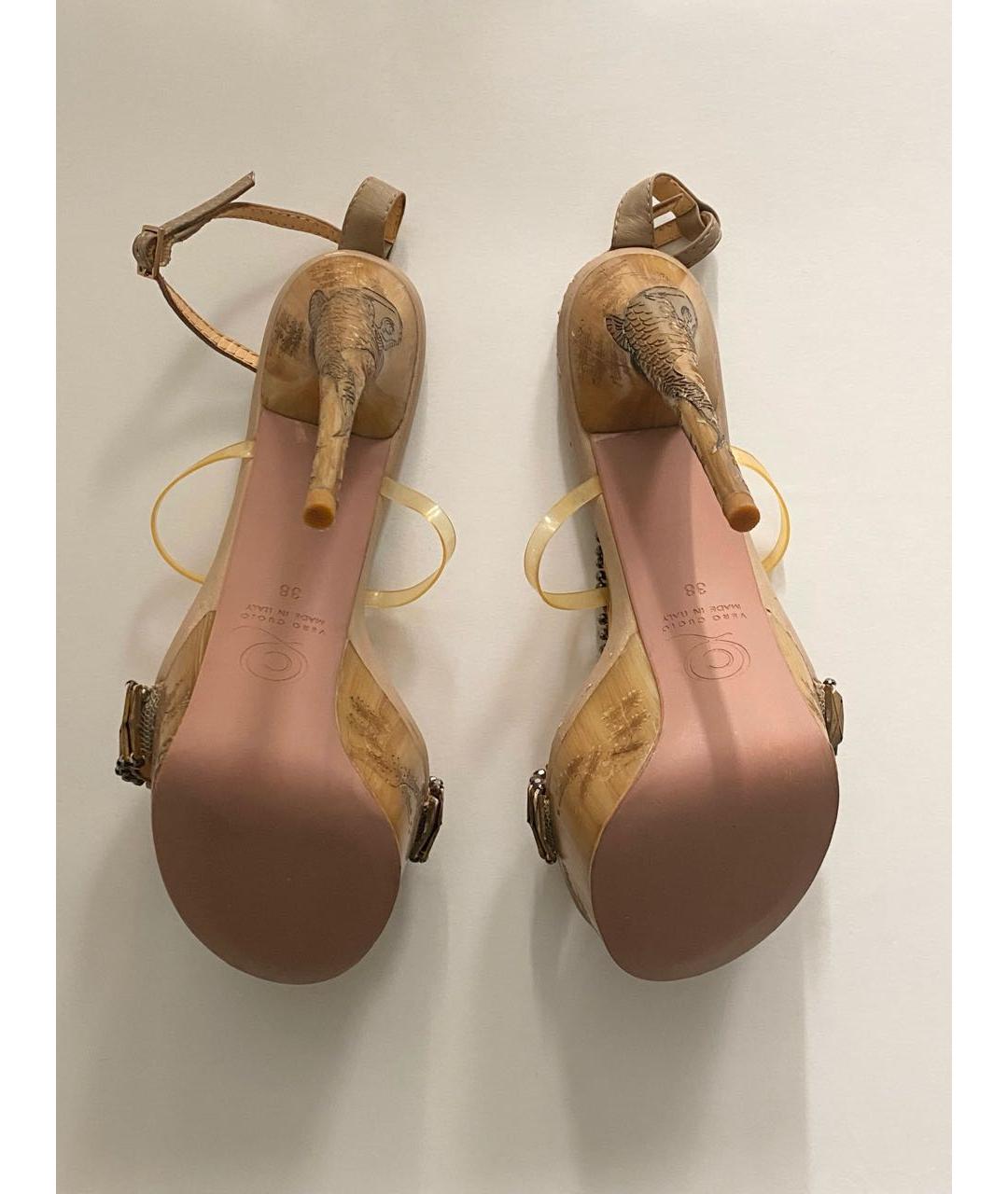 ALEXANDER MCQUEEN Бежевые кожаные босоножки, фото 4