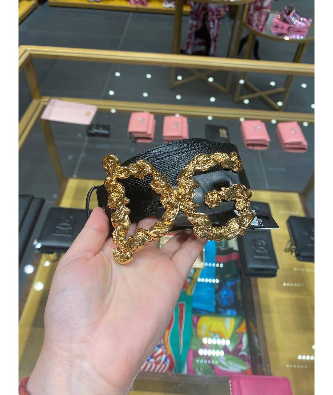 DOLCE&GABBANA Черный кожаный ремень, фото 5