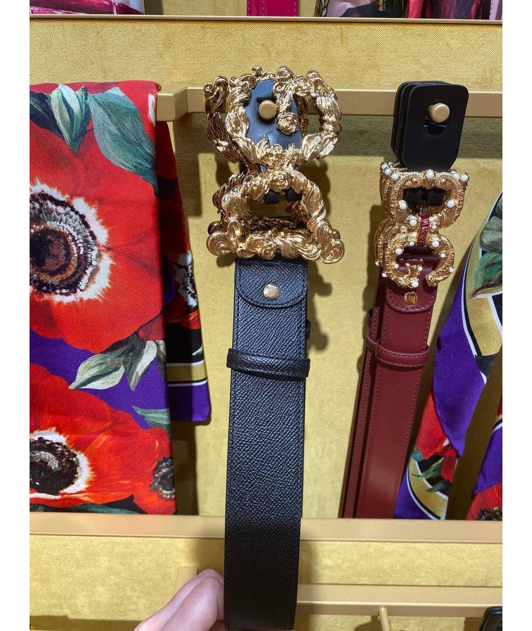 DOLCE&GABBANA Черный кожаный ремень, фото 4