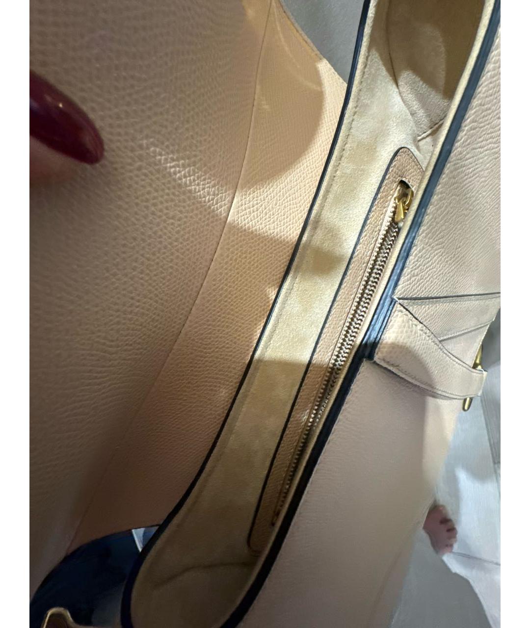 CHRISTIAN DIOR Бежевая кожаная сумка с короткими ручками, фото 5