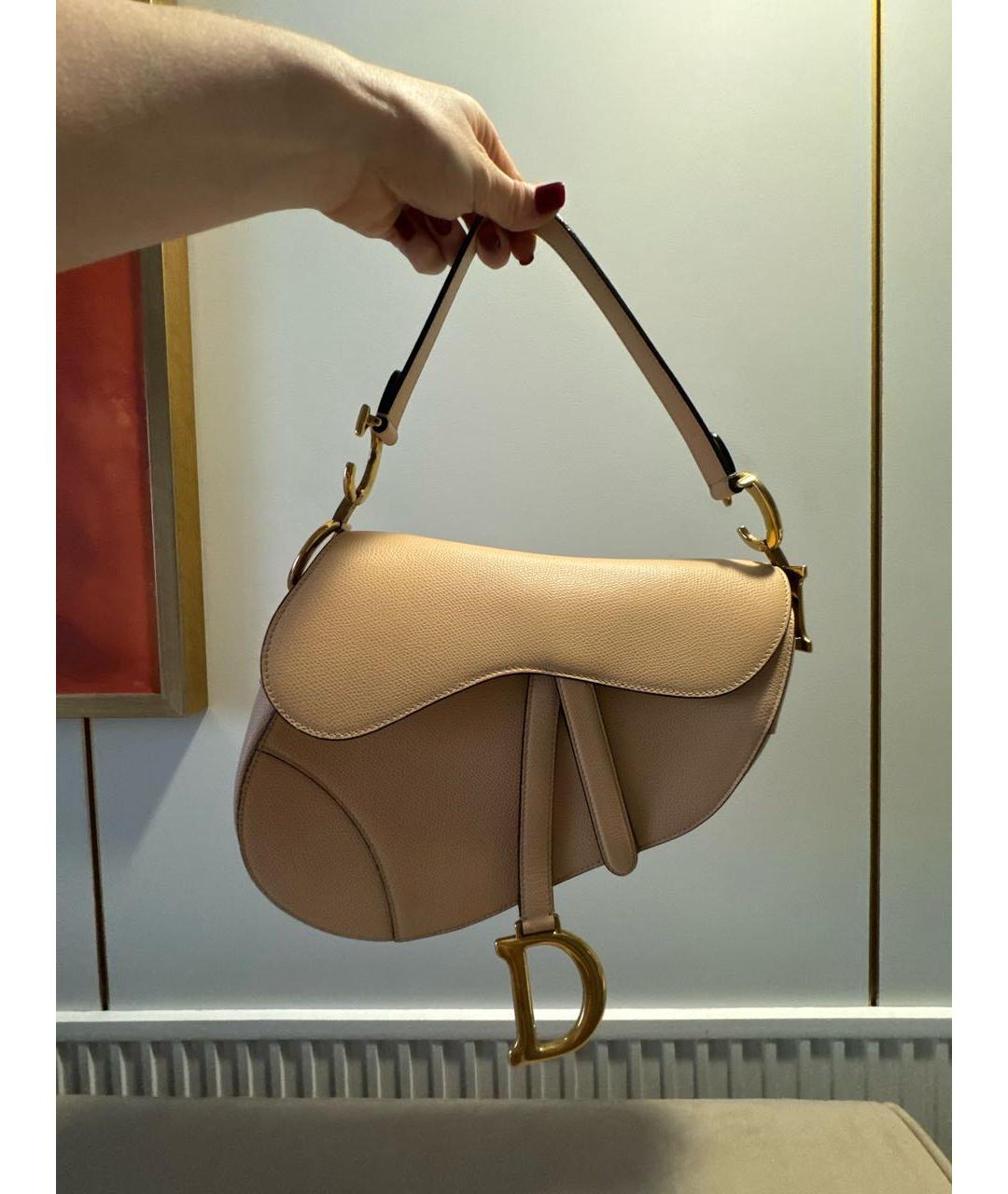 CHRISTIAN DIOR Бежевая кожаная сумка с короткими ручками, фото 9