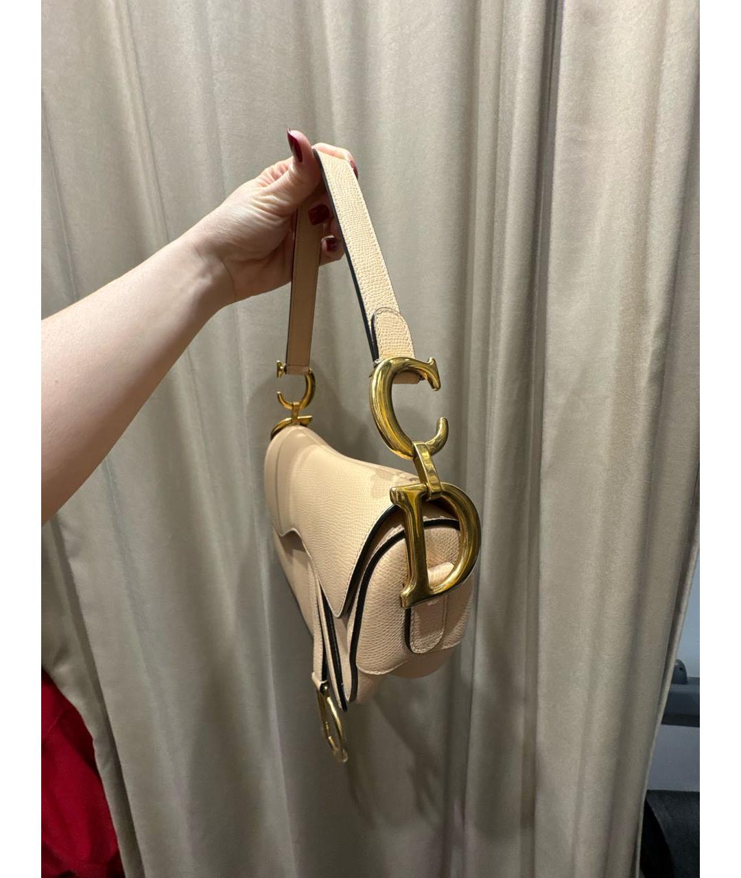 CHRISTIAN DIOR Бежевая кожаная сумка с короткими ручками, фото 2