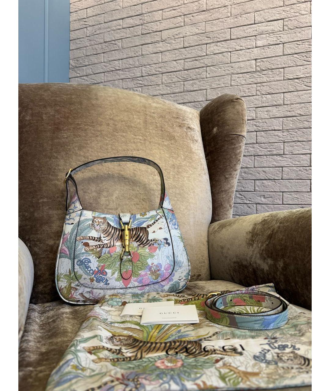 GUCCI Белая кожаная сумка с короткими ручками, фото 9