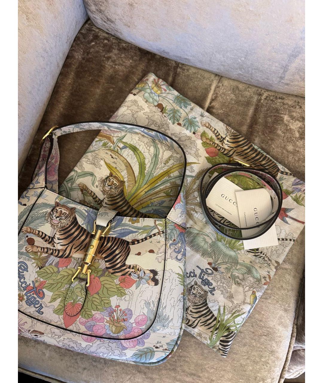 GUCCI Белая кожаная сумка с короткими ручками, фото 4