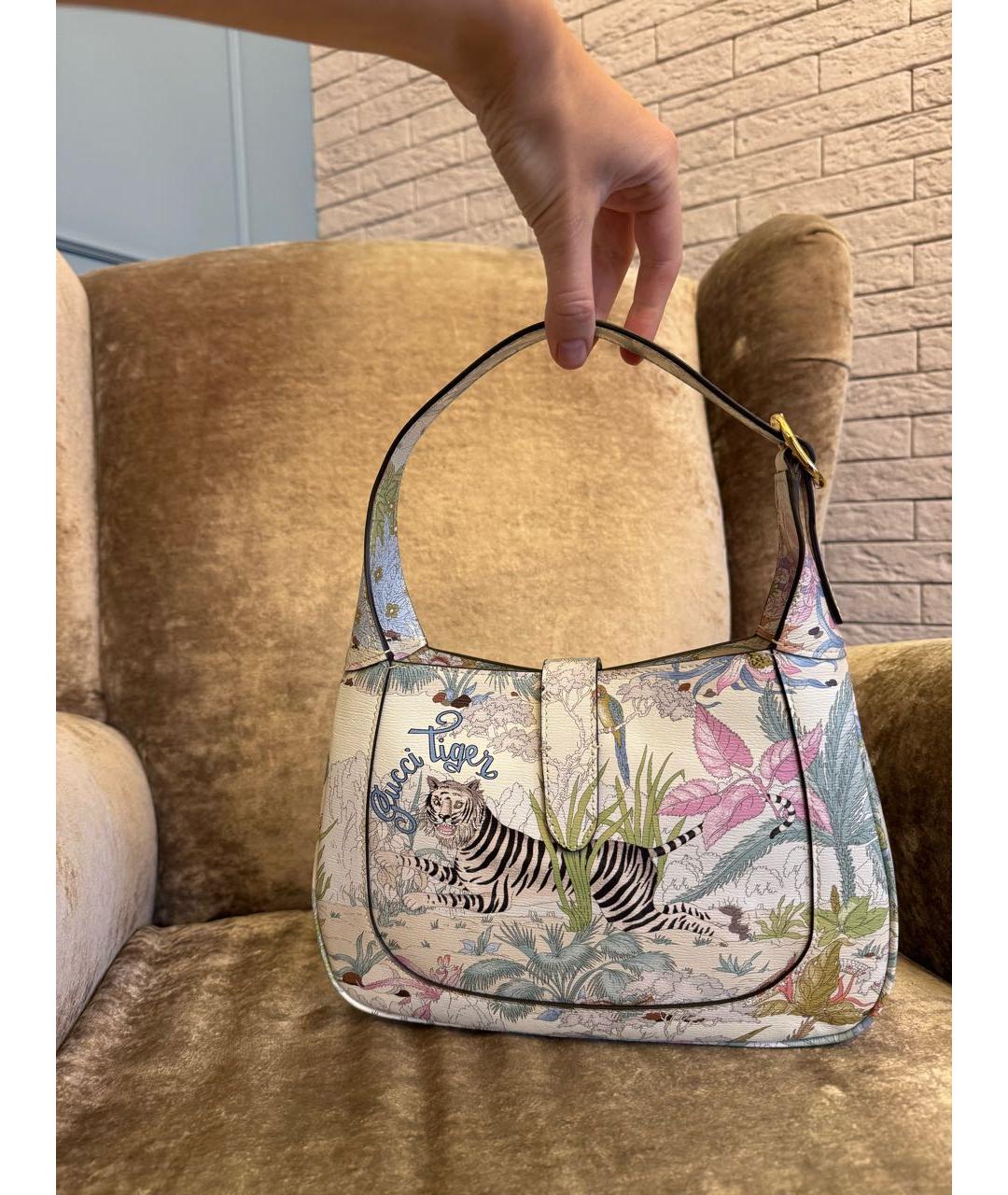 GUCCI Белая кожаная сумка с короткими ручками, фото 3