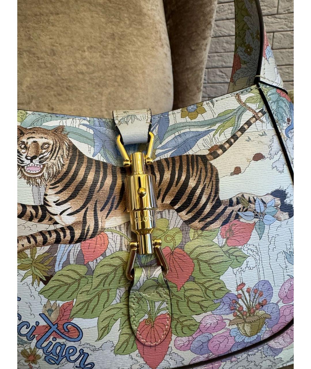 GUCCI Белая кожаная сумка с короткими ручками, фото 6