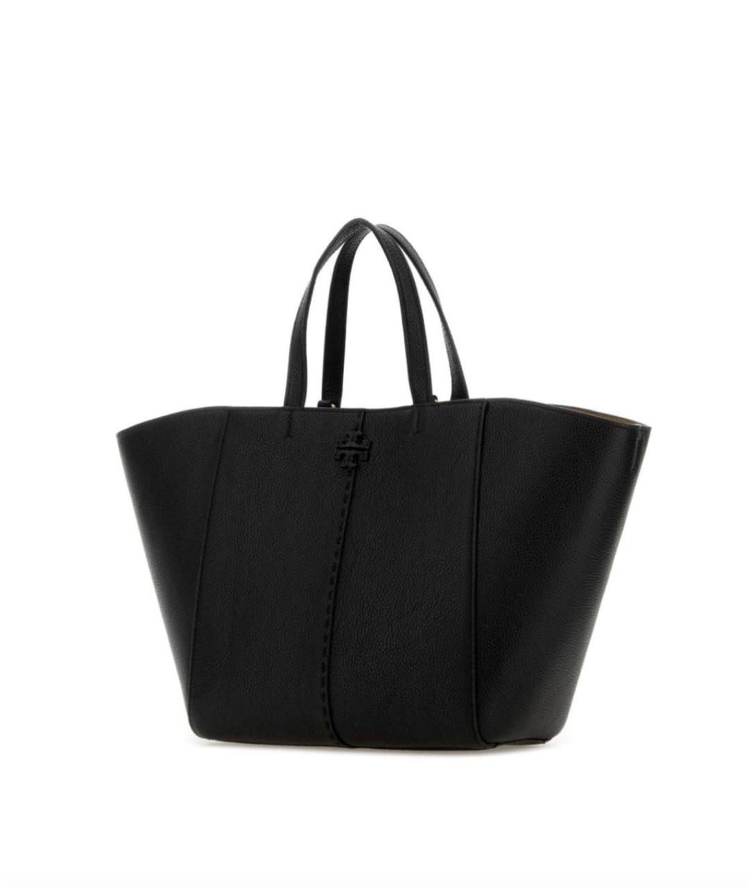 TORY BURCH Черная кожаная сумка тоут, фото 2