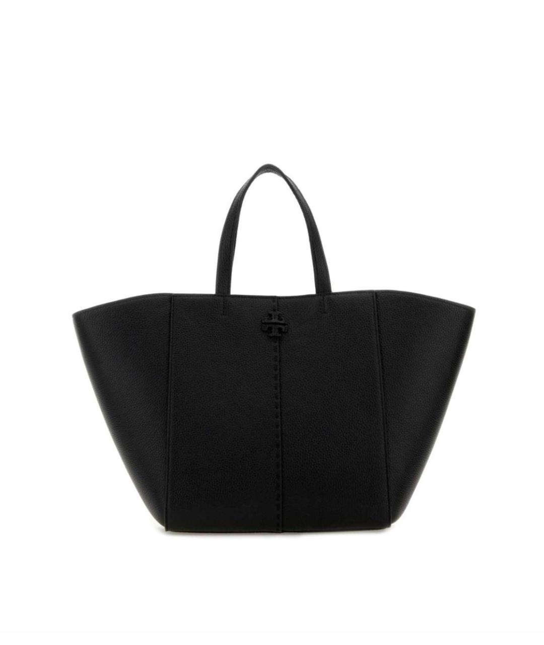 TORY BURCH Черная кожаная сумка тоут, фото 1