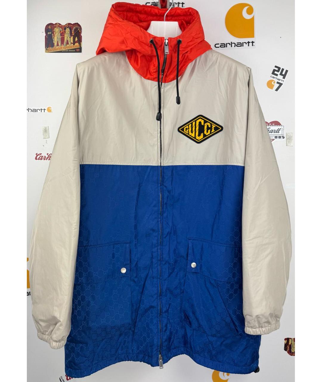 GUCCI Синяя полиэстеровая куртка, фото 9