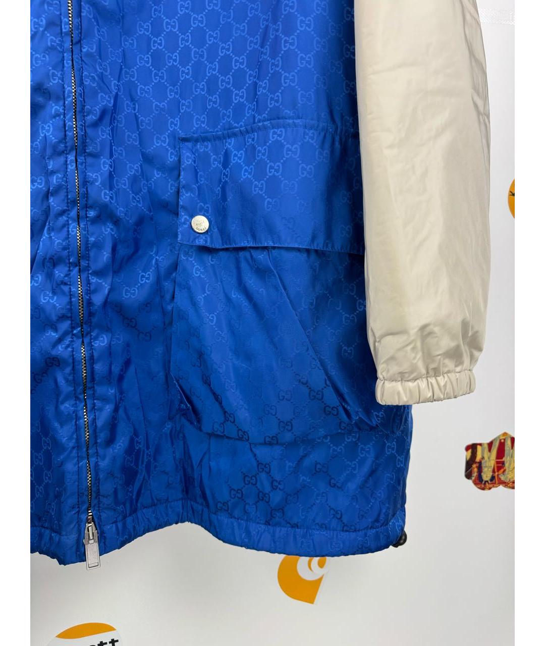 GUCCI Синяя полиэстеровая куртка, фото 4