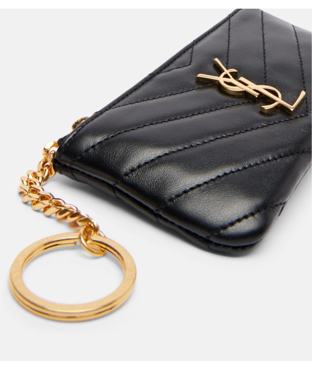 SAINT LAURENT Черный кожаный кошелек, фото 2