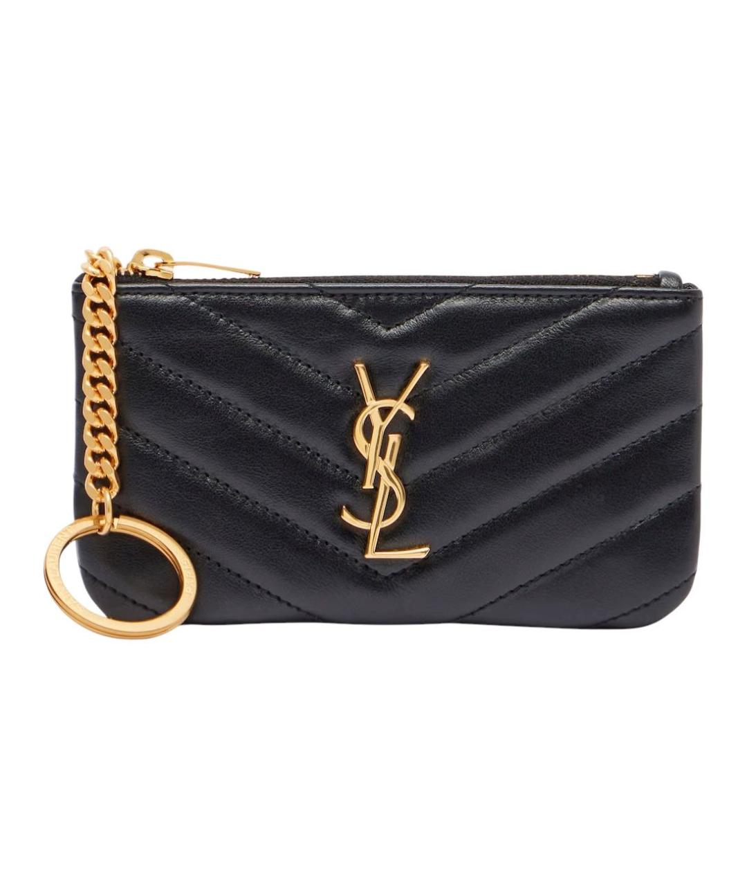 SAINT LAURENT Черный кожаный кошелек, фото 1