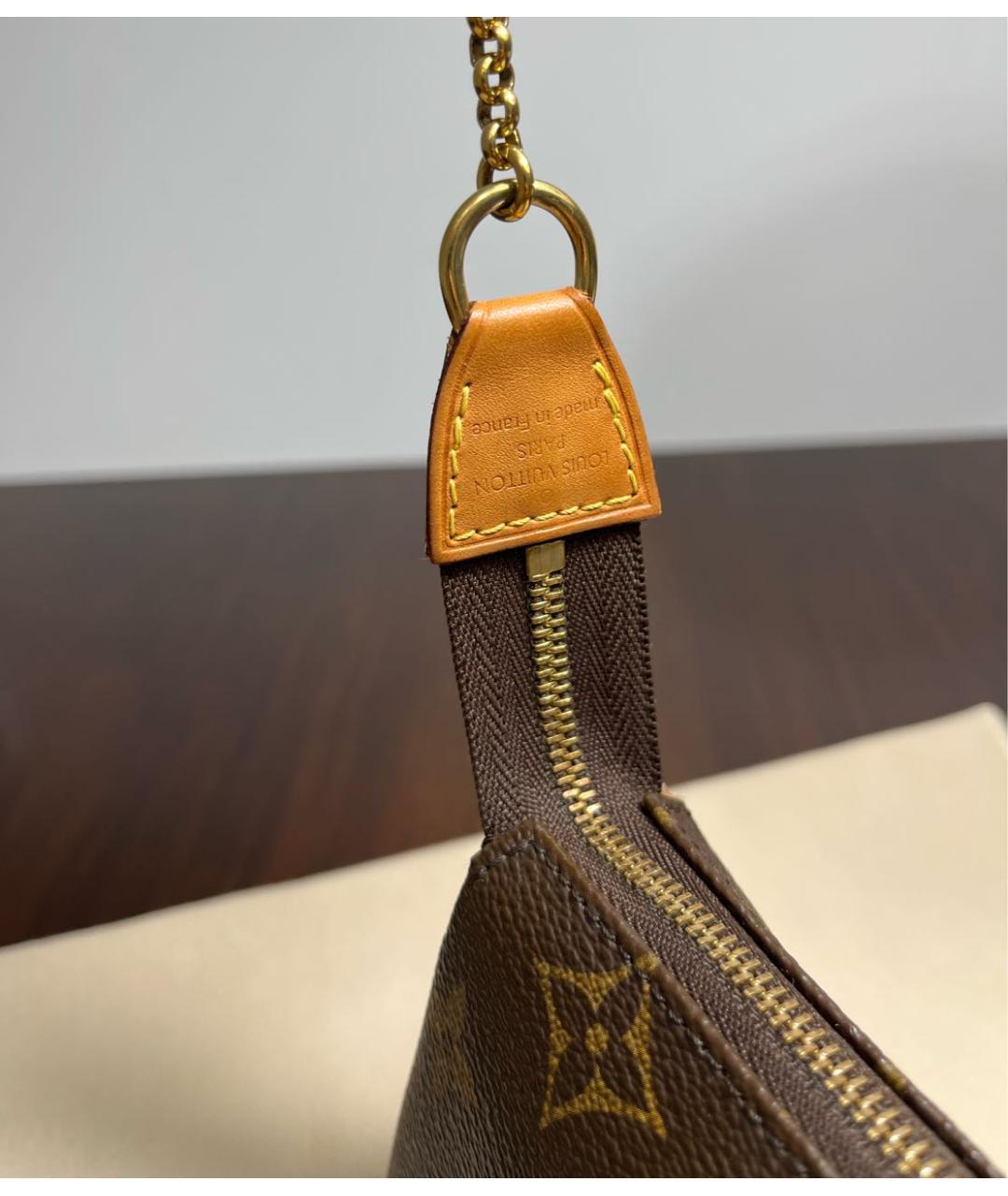 LOUIS VUITTON Коричневая кожаная сумка с короткими ручками, фото 7