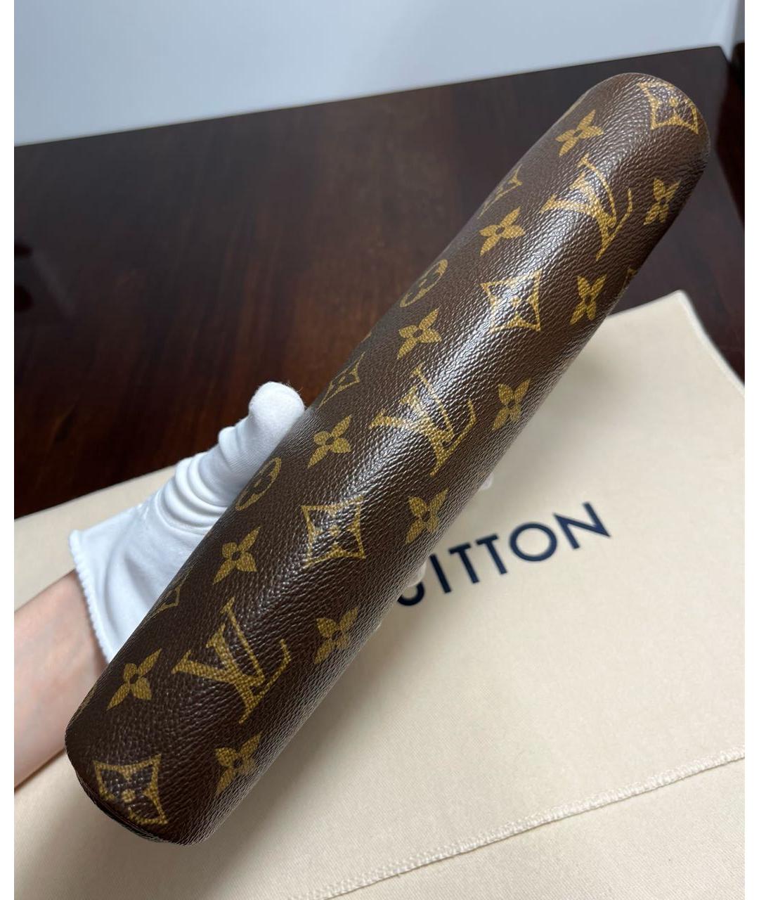 LOUIS VUITTON Коричневая кожаная сумка с короткими ручками, фото 6