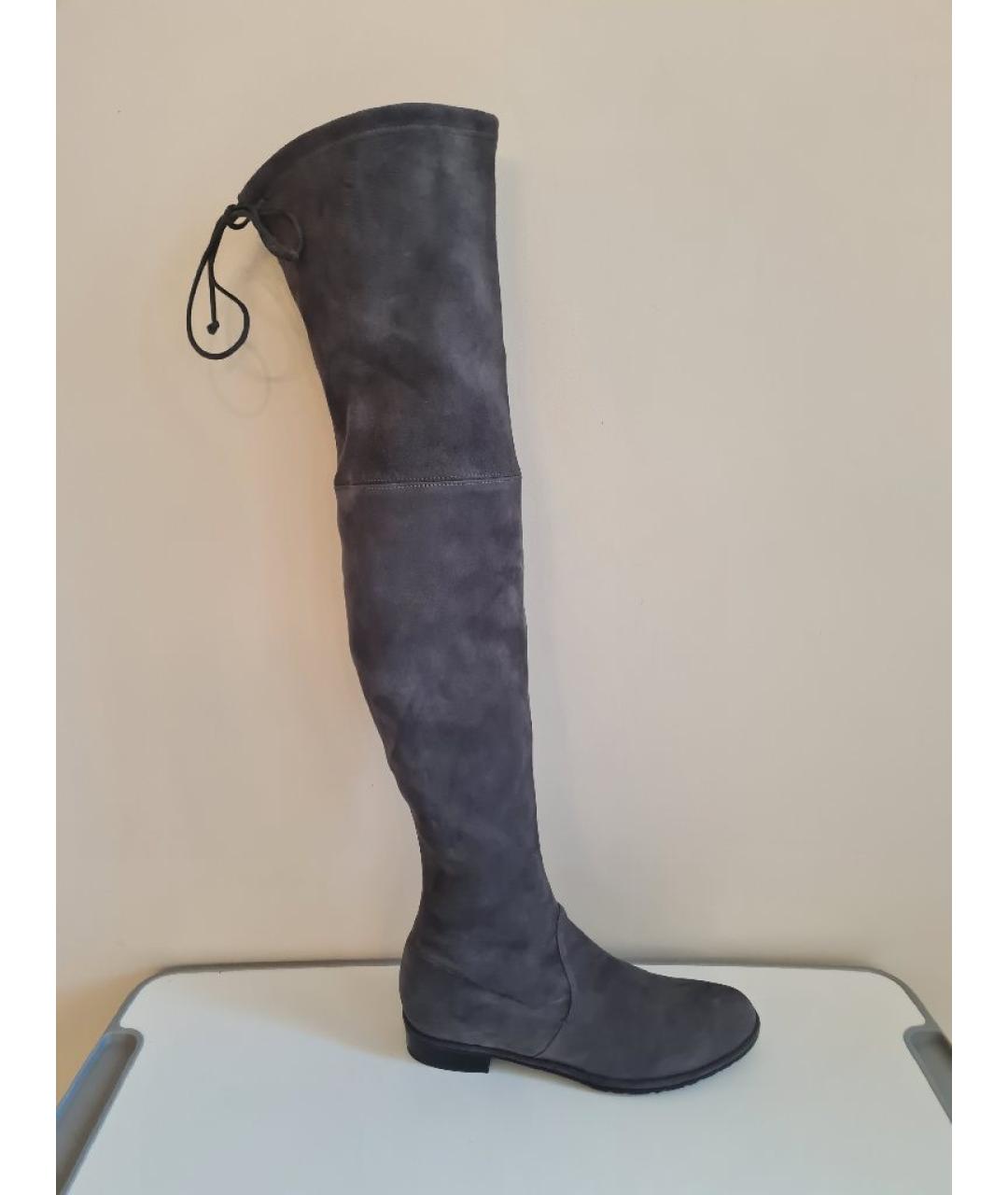 STUART WEITZMAN Серые замшевые ботфорты, фото 10