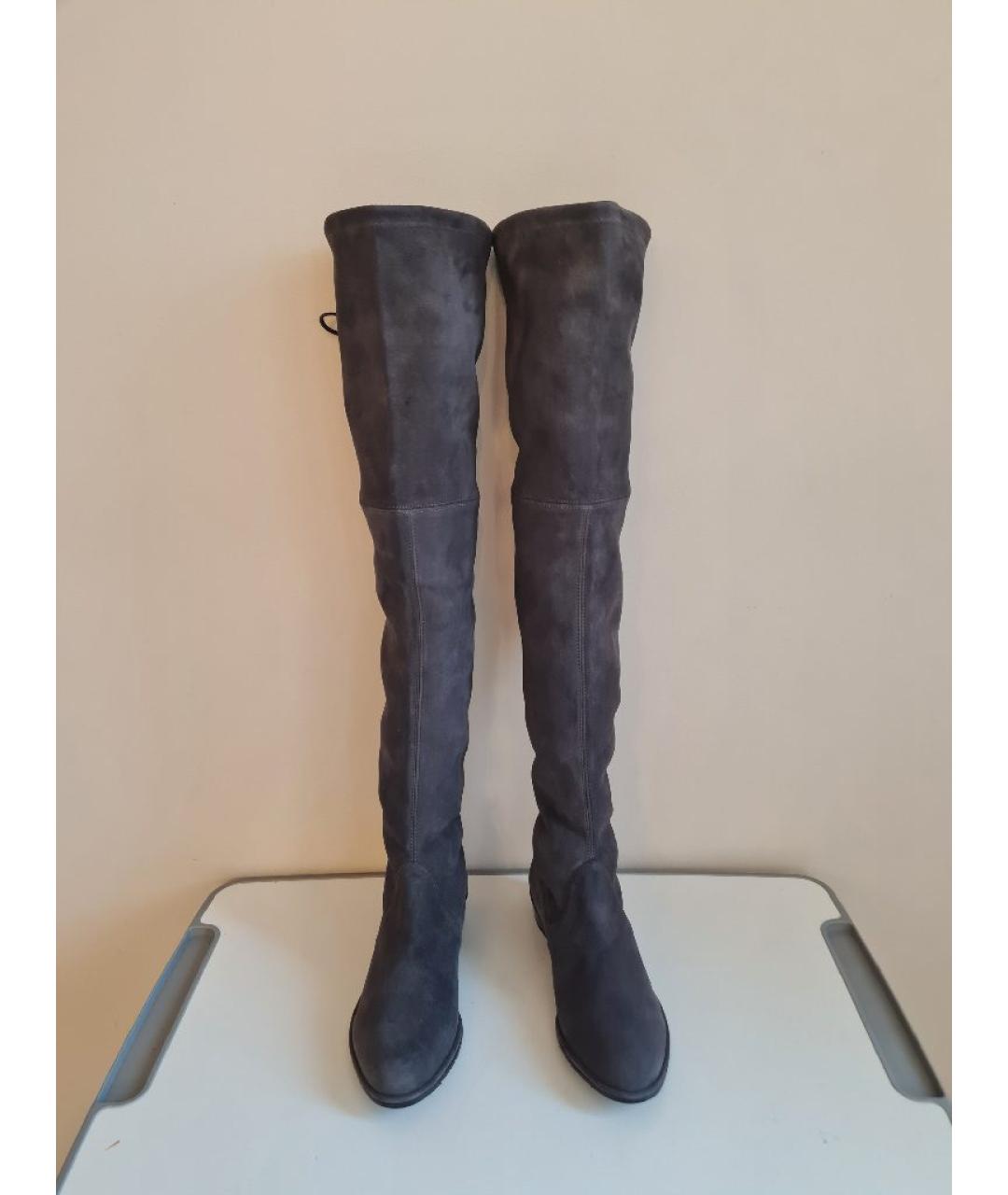 STUART WEITZMAN Серые замшевые ботфорты, фото 2