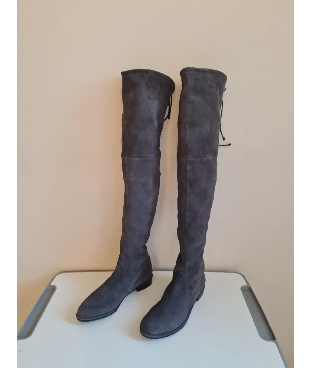 STUART WEITZMAN Серые замшевые ботфорты, фото 5