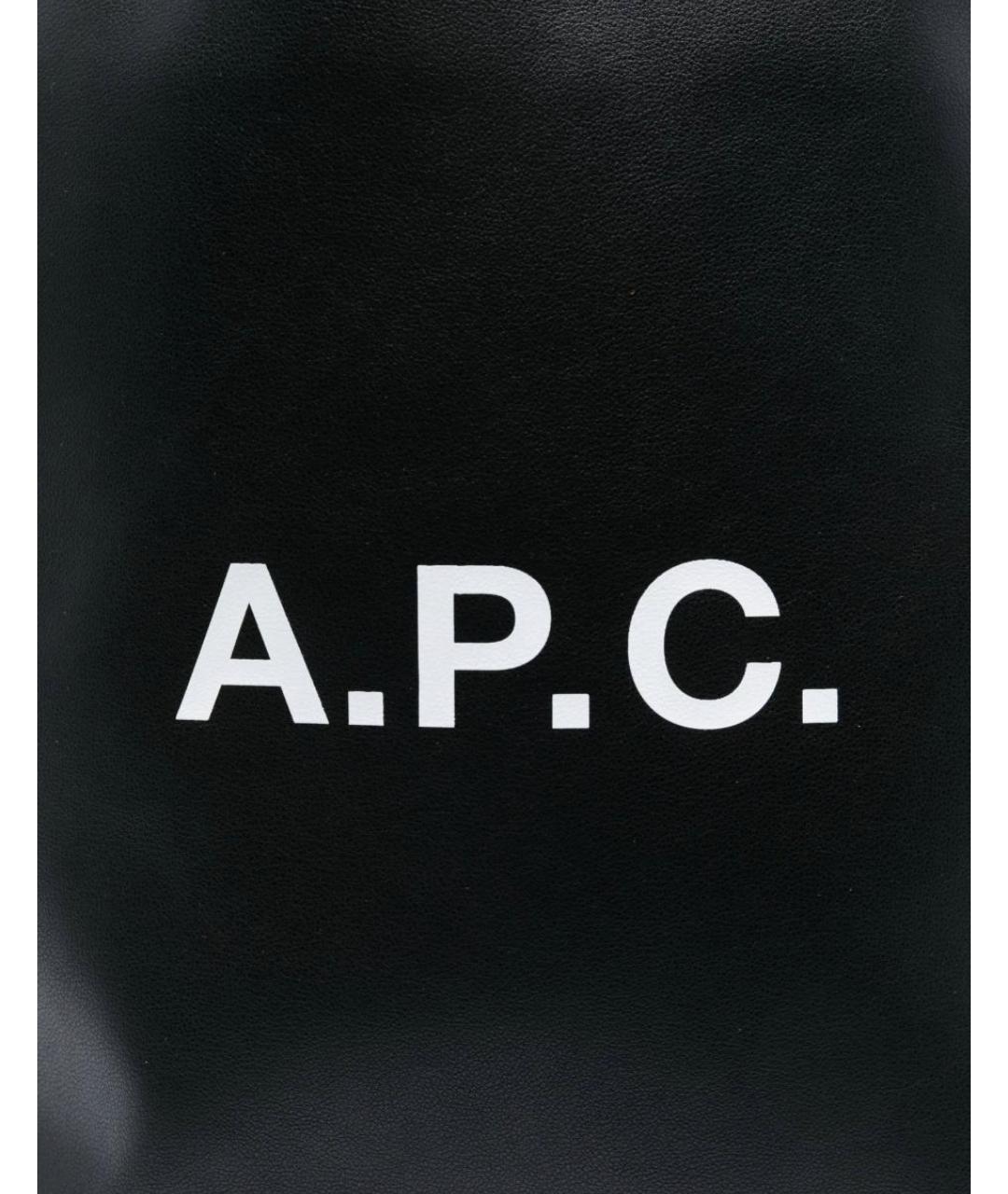 A.P.C. Черная кожаная сумка тоут, фото 4