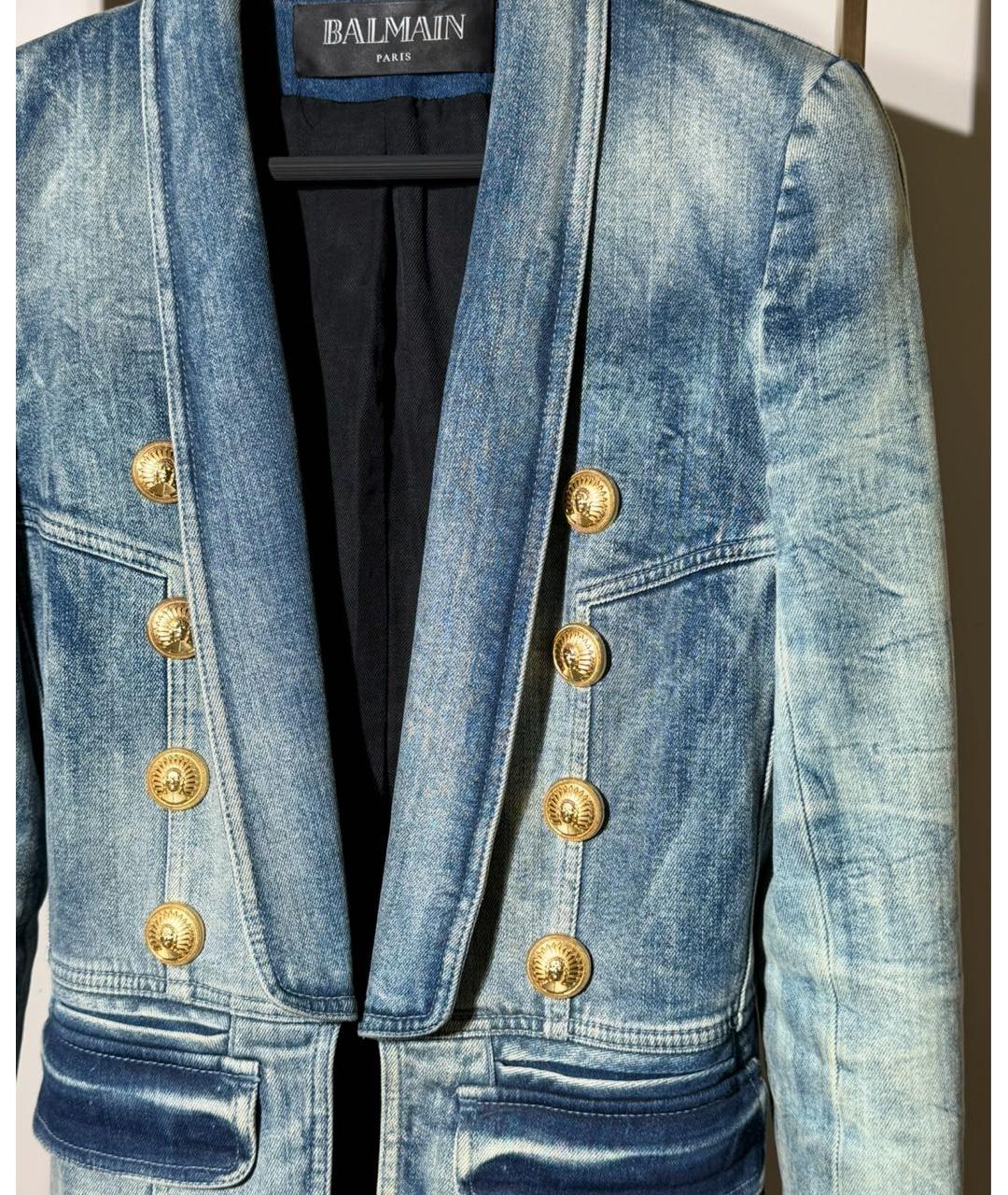 BALMAIN Синий деним жакет/пиджак, фото 4