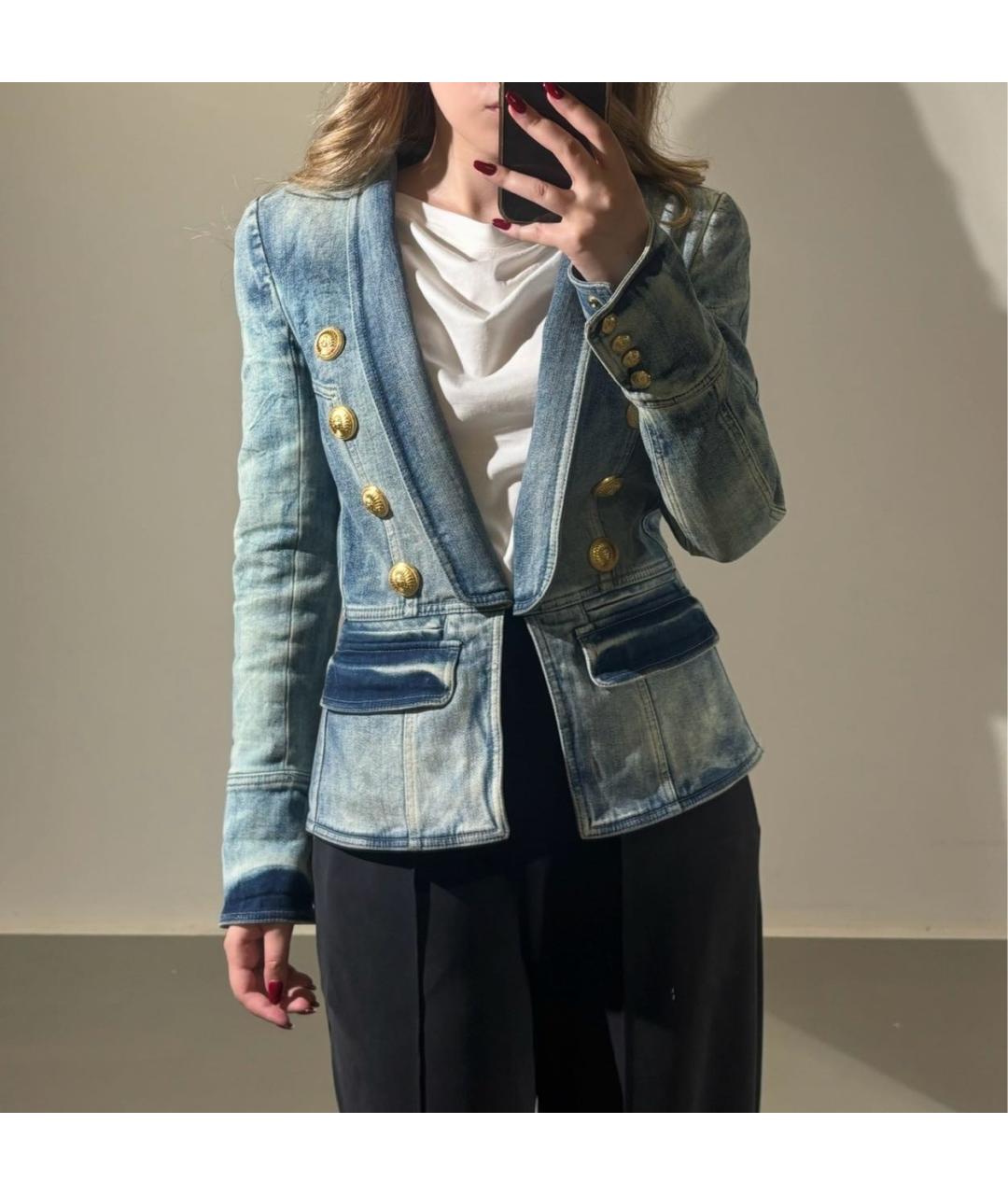 BALMAIN Синий деним жакет/пиджак, фото 5