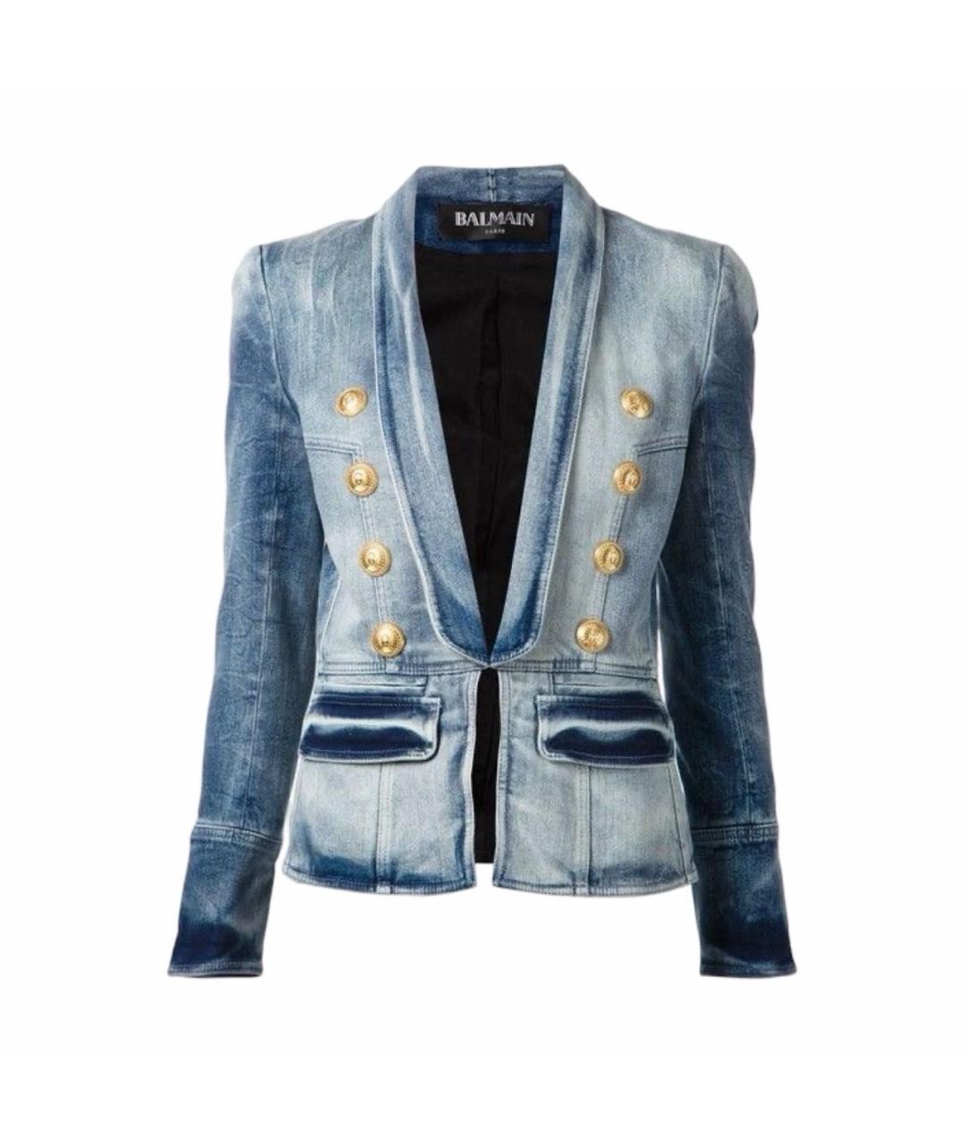 BALMAIN Синий деним жакет/пиджак, фото 1