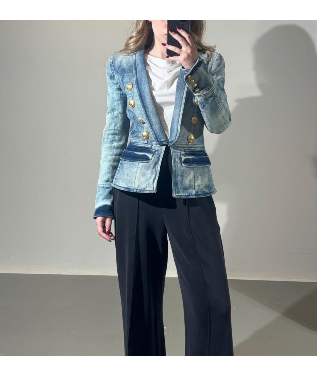 BALMAIN Синий деним жакет/пиджак, фото 6