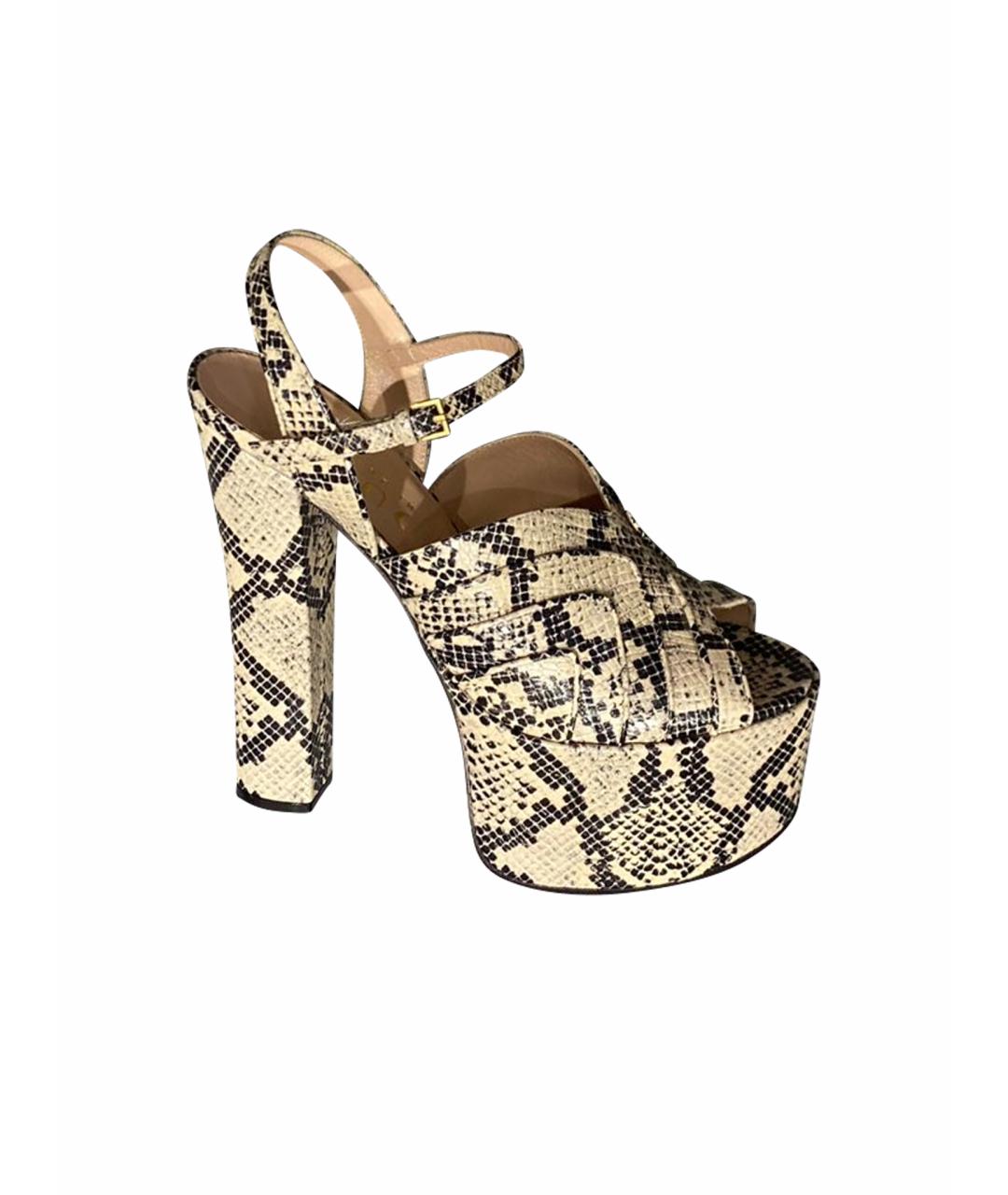 GUCCI Бежевые кожаные босоножки, фото 1