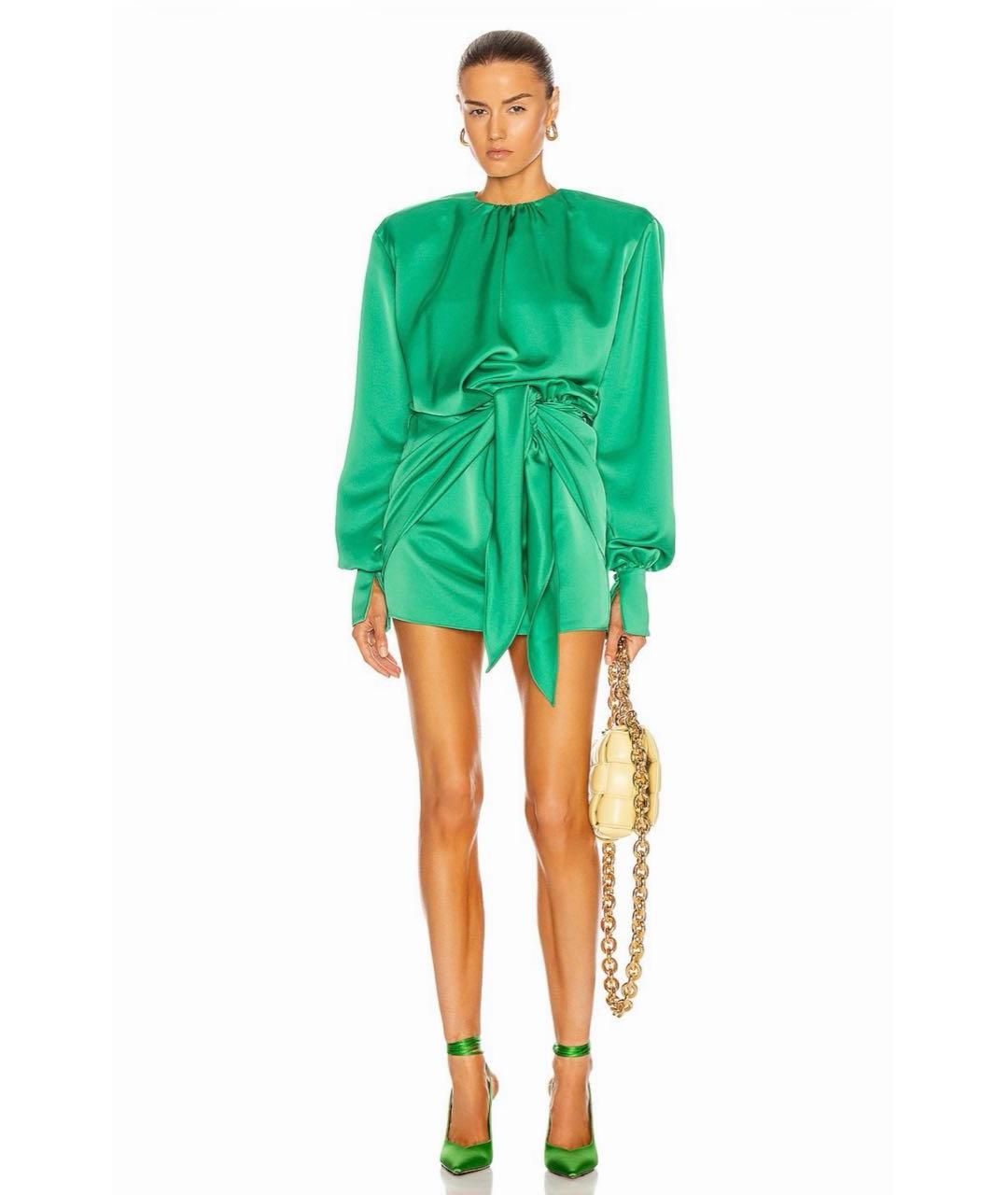 THE ATTICO Зеленые полиэстеровое коктейльное платье, фото 5