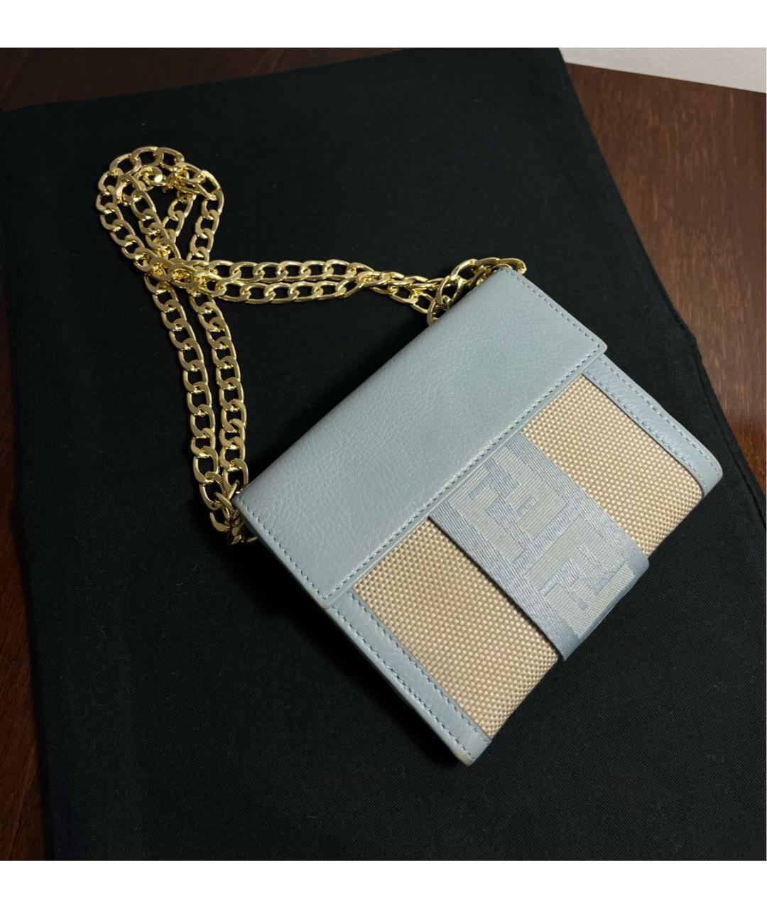 FENDI Голубой кожаный кошелек, фото 3