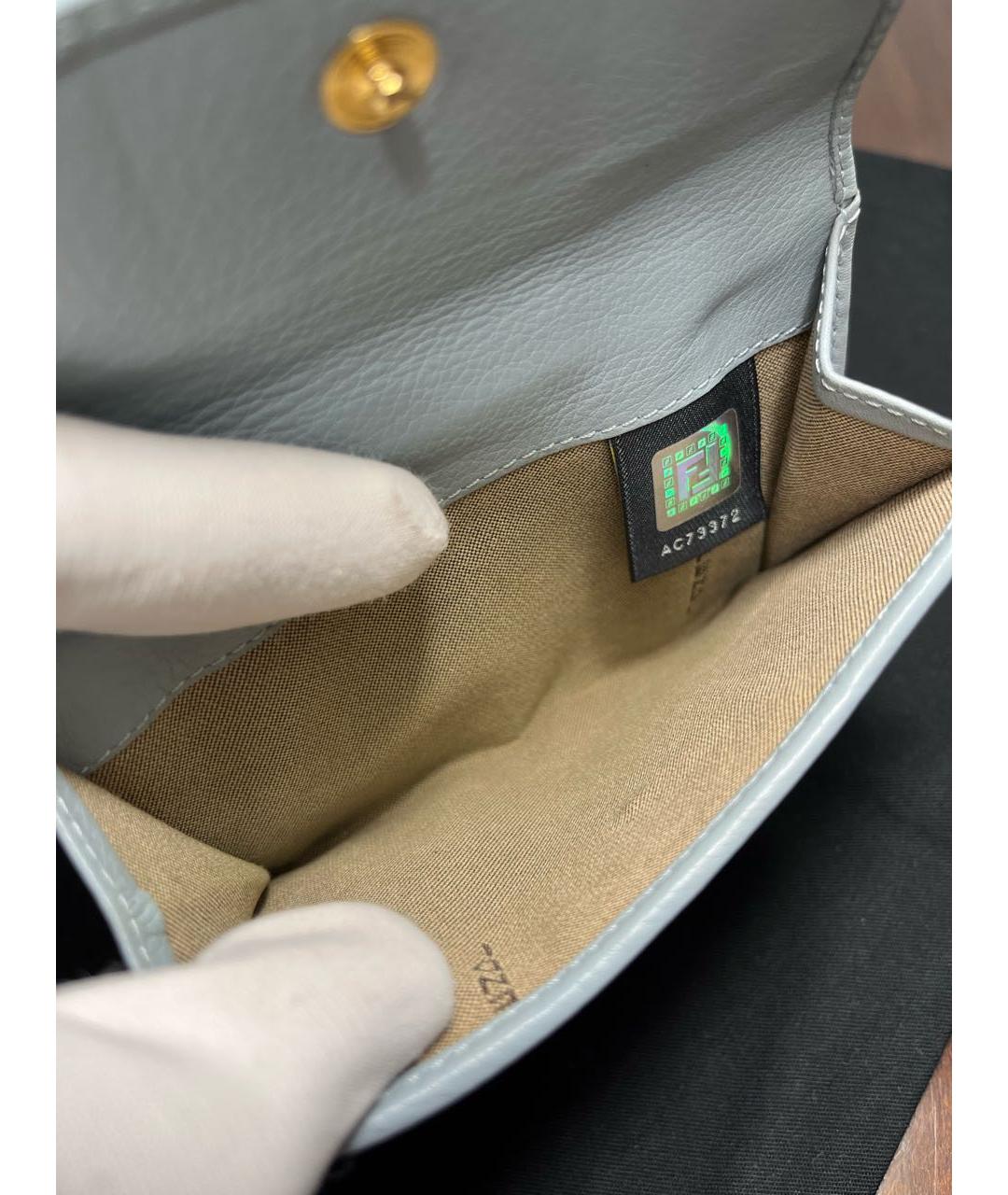 FENDI Голубой кожаный кошелек, фото 8