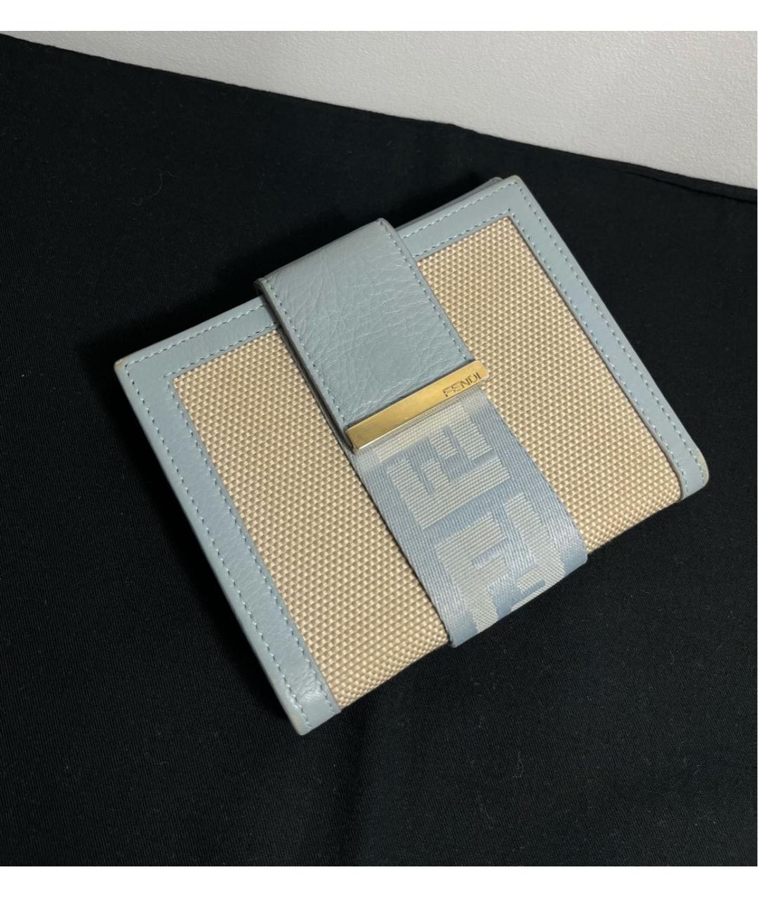 FENDI Голубой кожаный кошелек, фото 2