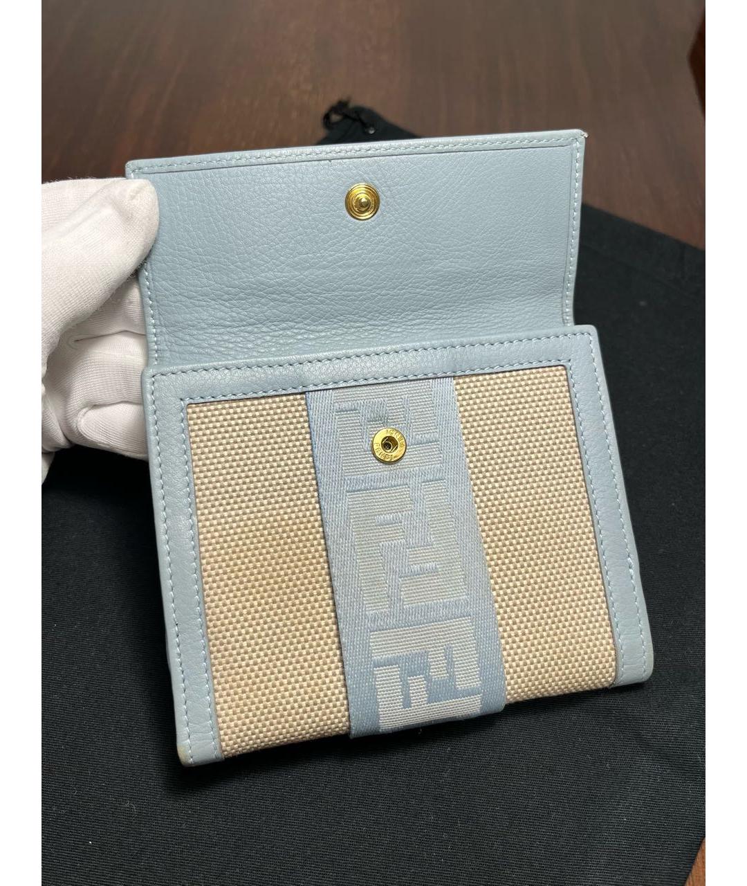 FENDI Голубой кожаный кошелек, фото 5