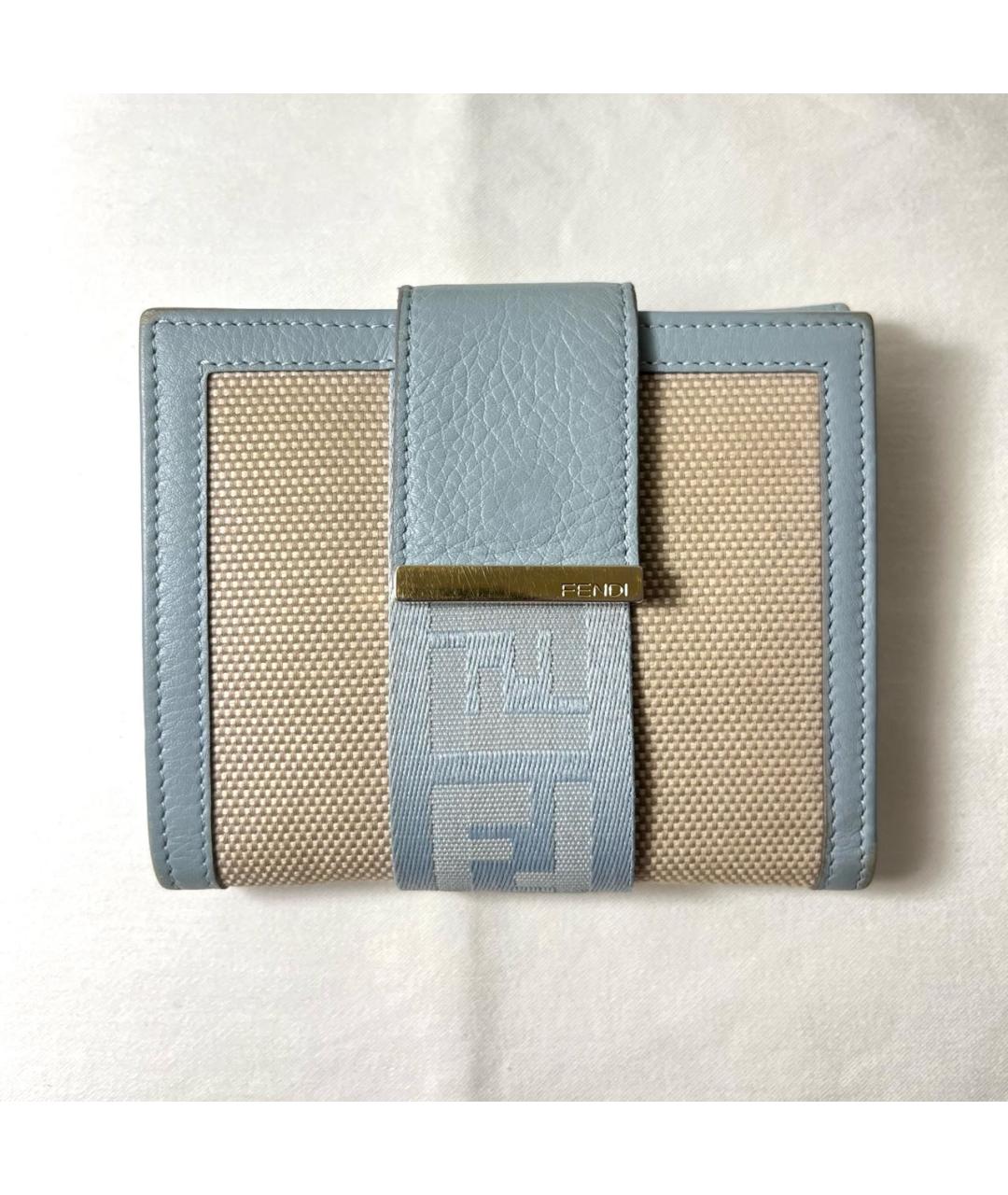 FENDI Голубой кожаный кошелек, фото 9