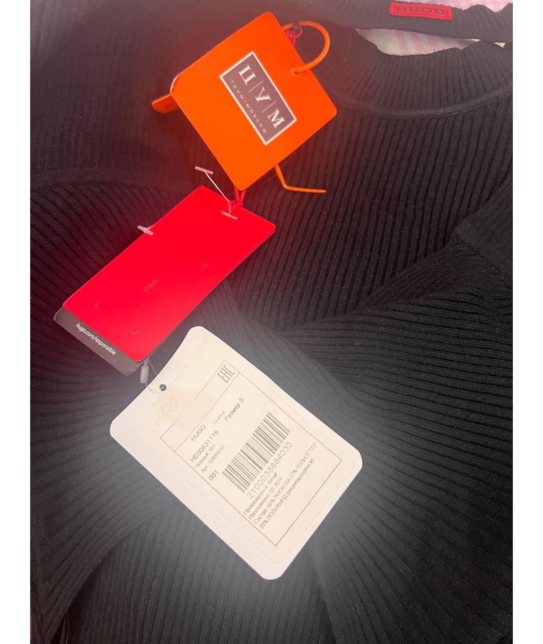 HUGO Черное вискозное повседневное платье, фото 7