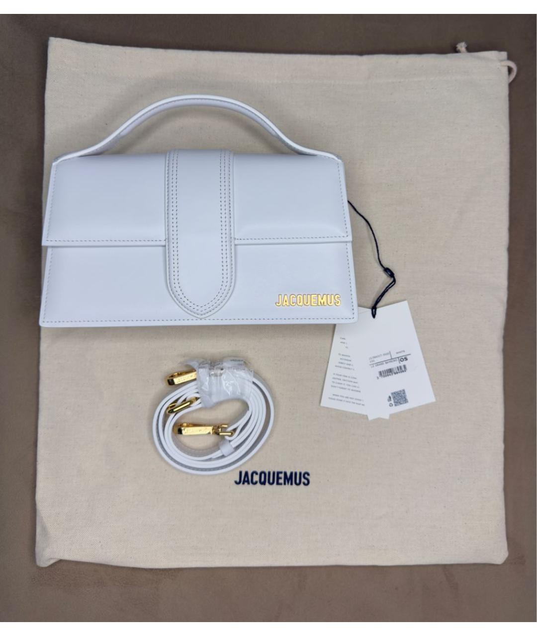 JACQUEMUS Белая кожаная сумка с короткими ручками, фото 7