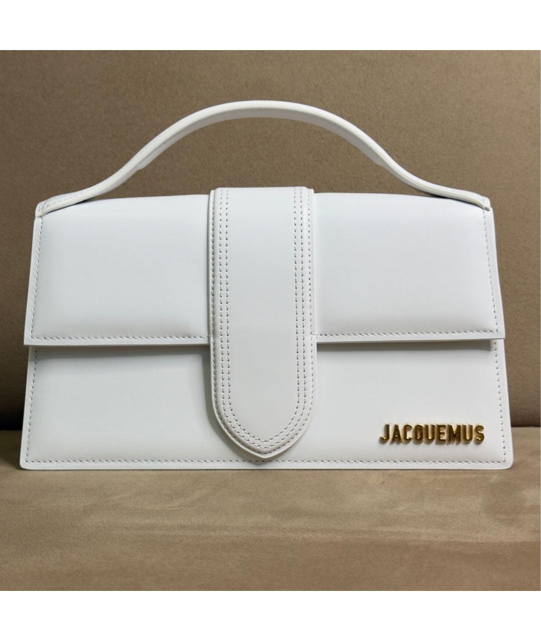 JACQUEMUS Белая кожаная сумка с короткими ручками, фото 9