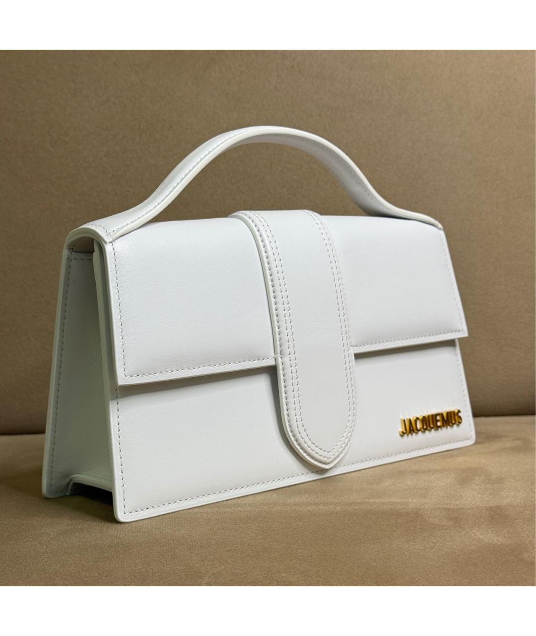 JACQUEMUS Белая кожаная сумка с короткими ручками, фото 2