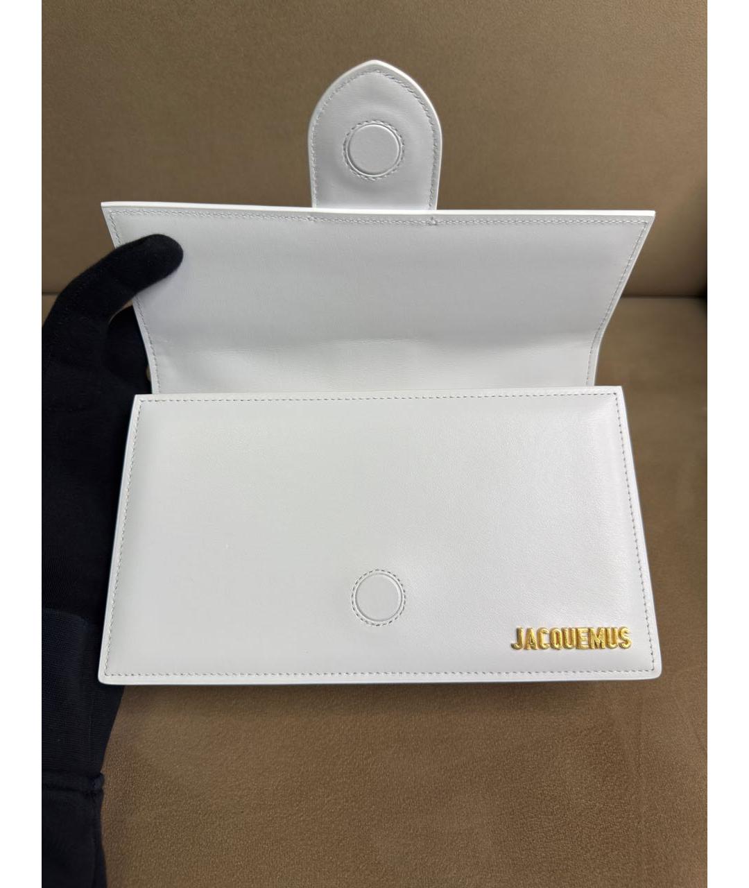 JACQUEMUS Белая кожаная сумка с короткими ручками, фото 4
